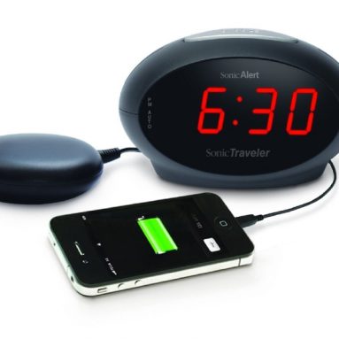 Sonic Boom Sonic Traveler Alarm Clock with Bed Shaker and USB Charger