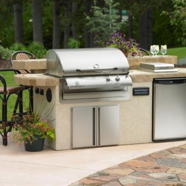 St. Martin 8 ft. Island w/Slate Tile & Ameristone Tan Stucco