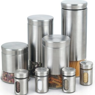 Stainless Steel Canister and Spice Jar Set