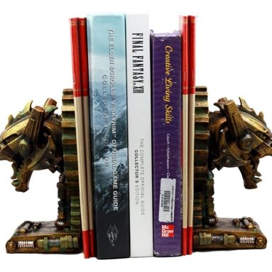 Steampunk Cyborg Dragon Bookends Set