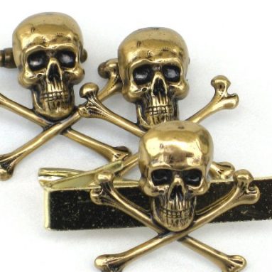 SKULL and CROSSBONES Gothic Men Tie Bar and cufflinks
