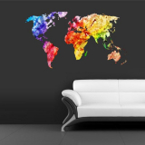 Wall Decal Mural Sticker Decor Art World Map Watercolor Water Paintings