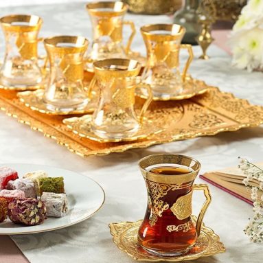 Style Decorated Tea Glasses Cups Set