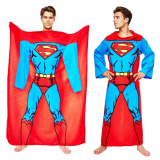 Superman Muscle Print Adult Lounger Fleece Sleeve Blanket