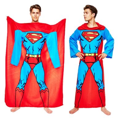 Superman Muscle Print Adult Lounger Fleece Sleeve Blanket