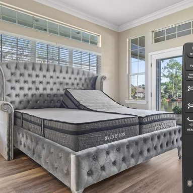 Sven & Son Split King Adjustable Bed Base Frame + 14” Luxury Cool Gel Memory Foam Hybrid Mattress