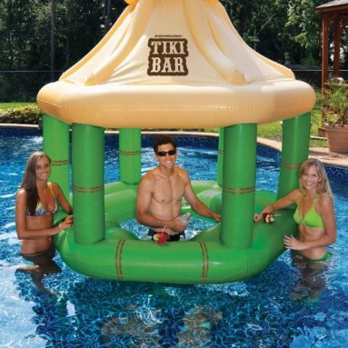 Swimming Pool Inflatable Floating Tiki Swim Up Bar w/Ice Coolers