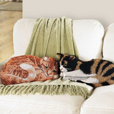 Tapestry Orange Tabby Cat Throw Pillow