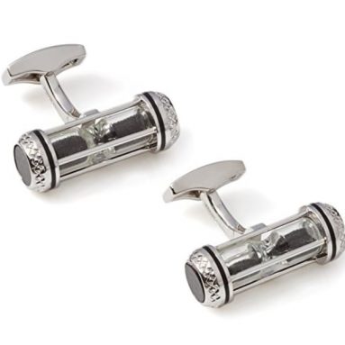 Tateossian Rhodium Plated Sand Timer Cufflinks