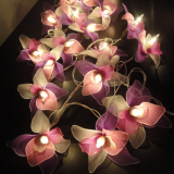 Thai Vintage Handmade 20 White Pink Purple Orchid Flower