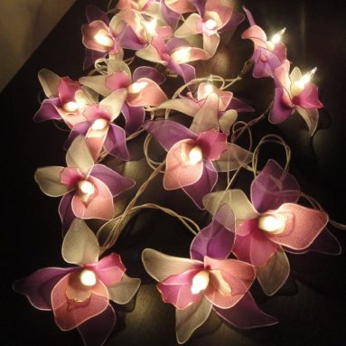 Thai Vintage Handmade 20 White Pink Purple Orchid Flower
