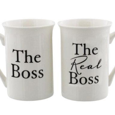 The Boss and The Real Boss White Mugs Gift Set