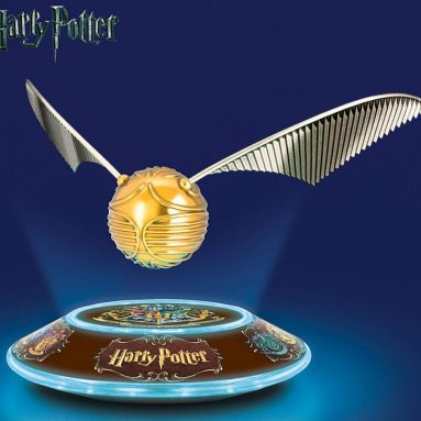 The HARRY POTTER Levitating GOLDEN SNITCH Sculpture with Light Up Base