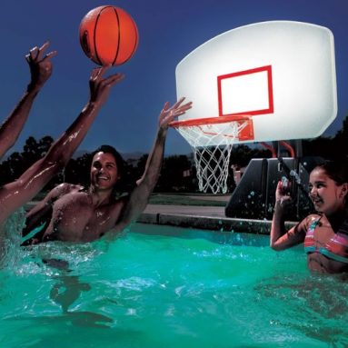 The Lighted Poolside Basketball Hoop