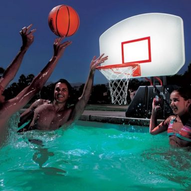 The Lighted Poolside Basketball Hoop