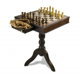 Timeless Handcrafted Walnut Finish Italian Musical Pedestal Chessboard