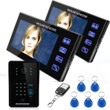 Touch Key 7″ Color RFID Video Door Phone Doorbell Video Intercom System 5 ID Card Video Intercom 2 Monitor