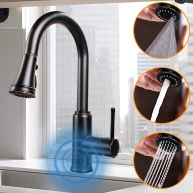 Touchless Kitchen Sink Faucets with Pull Down Sprayer