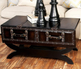 Traditional Dark Brown Leather Coffee Table