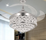 Transparent Blades Fan and Chandelier With Remote and Lights