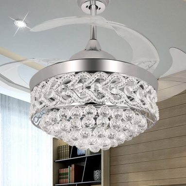 Transparent Blades Fan and Chandelier With Remote and Lights