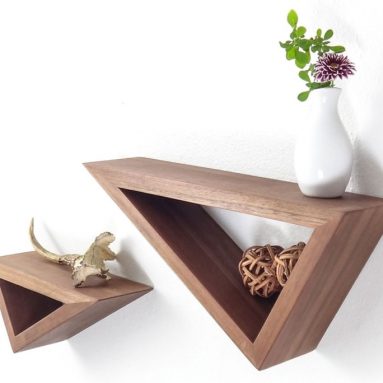 Triangular Floating Black Walnut Shelves