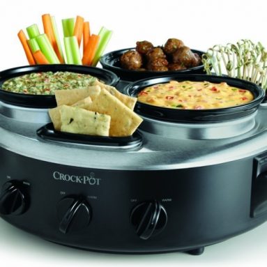 Triple Dipper Food Warmer with Portable Lid