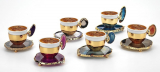 Turkish Coffee Espresso Cup and Saucer Decoreted with Natural Stone