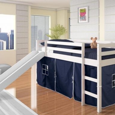 Twin Tent Loft Bed with Slide Finish