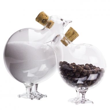 Two Chicks Clear Glass Salt & Pepper Shaker Set