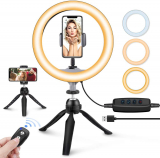 UBeesize 10″ LED Ring Light with Tripod Stand & Phone Holder