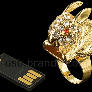 USB Jewel Rabbit Ring Flash Drive
