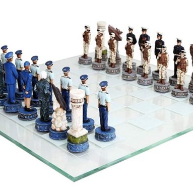 US Air Force vs Marines Military Chess Set Hand Painted