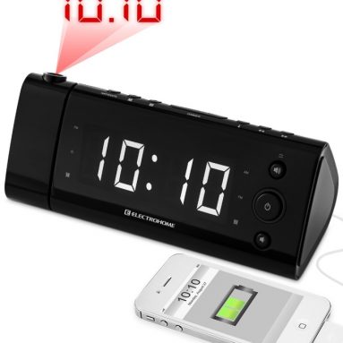 USB Charging Alarm Clock Radio with Time Projection