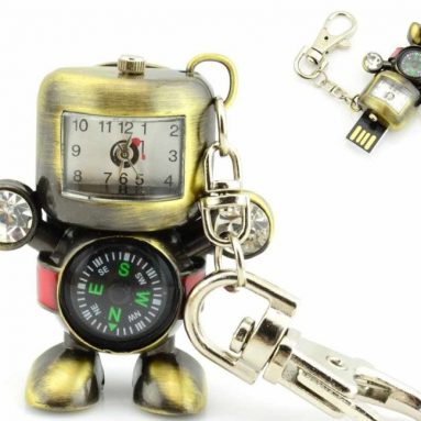 USB Flash Drive with Stainless Steel Robot Time Clock
