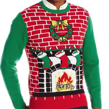 Ugly Christmas Sweater Men’s Fireplace Is Lit Light Up Sweater