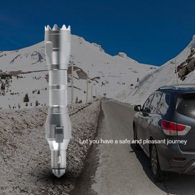 Ultra Bright Flashlight Self Defense and Car Survival LED Torch with USB Car Charger