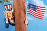 Uncle Sam Patriotic Tree Hugger Decoration with Flag