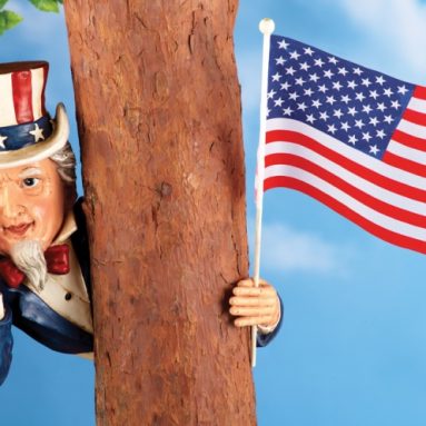 Uncle Sam Patriotic Tree Hugger Decoration with Flag