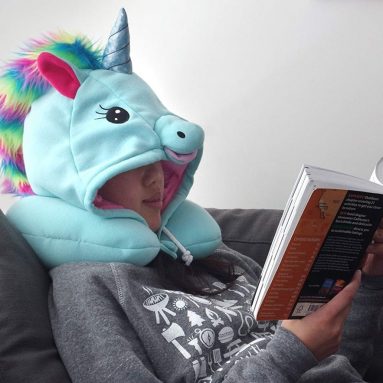 Unicorn Hooded Animal Travel Neck Pillow