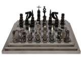 Upcycled auto part chess set