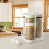 Vacuum Food Container 5pc Set in Rotating Carousel with Vacuum Pump