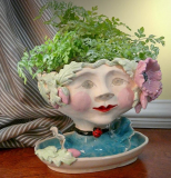 Victorian Lovelies Sculpted Pottery Indoor Head Planter