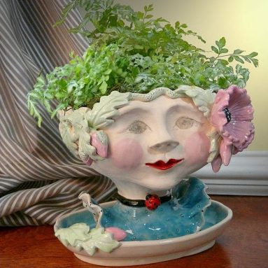 Victorian Lovelies Sculpted Pottery Indoor Head Planter