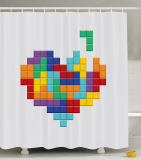 Video Game Tetris Colorful Heart Valentines Day and Happy Valentine Celebration