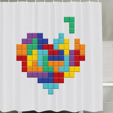 Video Game Tetris Colorful Heart Valentines Day and Happy Valentine Celebration