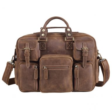 Vintage Genuine Cowhide Leather Messenger Briefcase