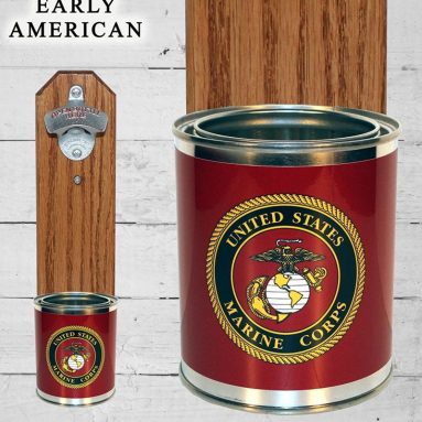 Wall Mounted Bottle Opener with US Marines Flag Tin Can Cap Catcher