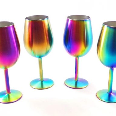 Wares Colorful Rainbow Stainless Steel Wine Glasses