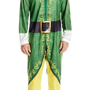 Warner Brothers Men’s Buddy the Elf Hooded Uniform Union Suit